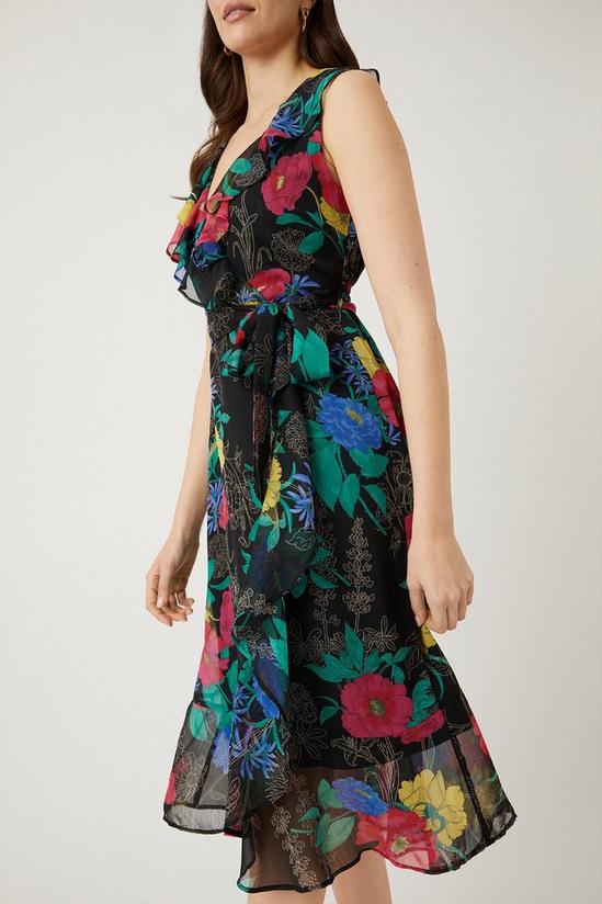 Wallis Black Floral Print Wrap Dress 2