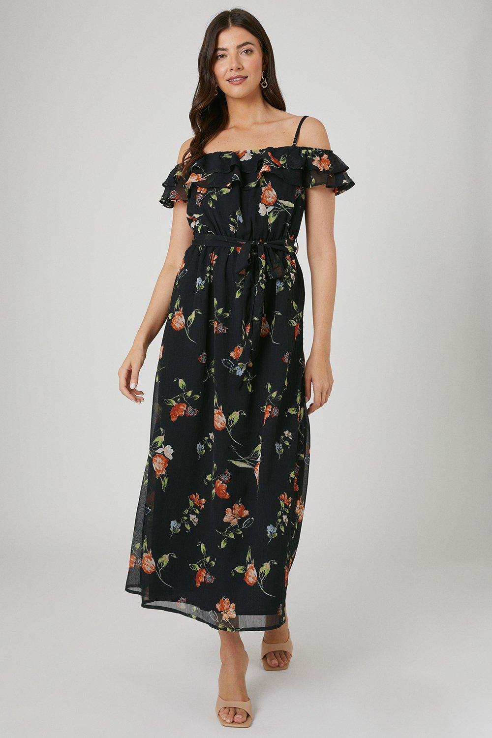 Wallis floral 2025 bardot dress