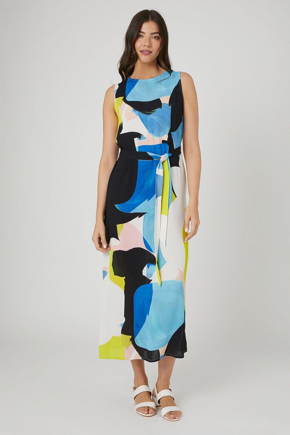 Womens Abstract Print Maxi Dress