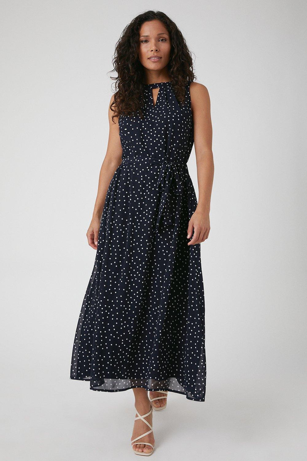 Navy spot cheap midi dress