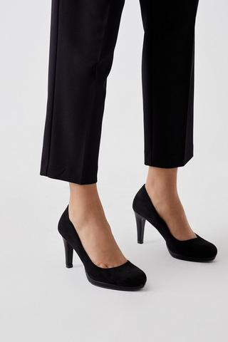 Black Suede Block Heel Court Shoes Women's | Size 3 | Asante Moshulu