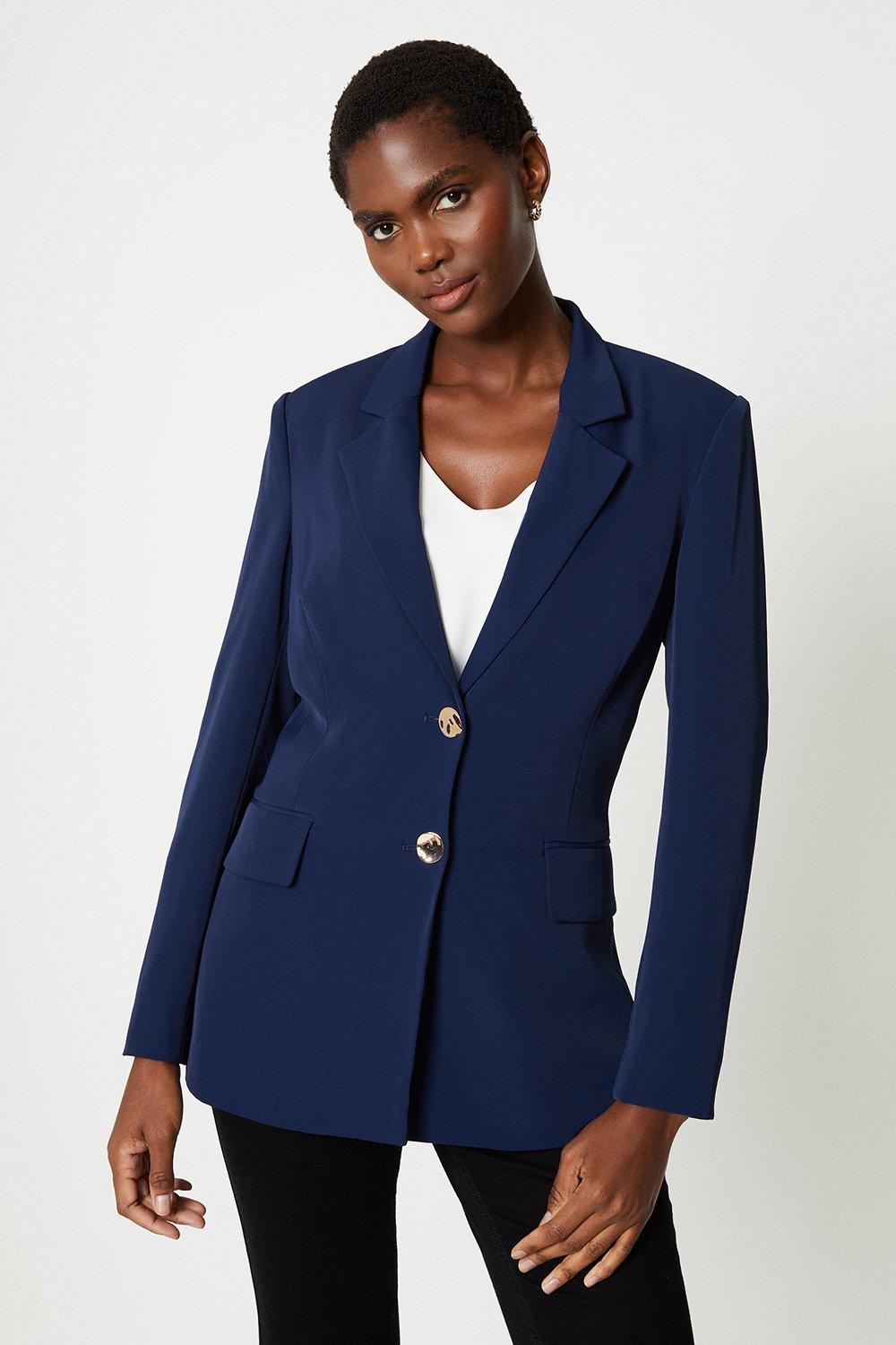 Womens Button Detail Single Breasted Blazer