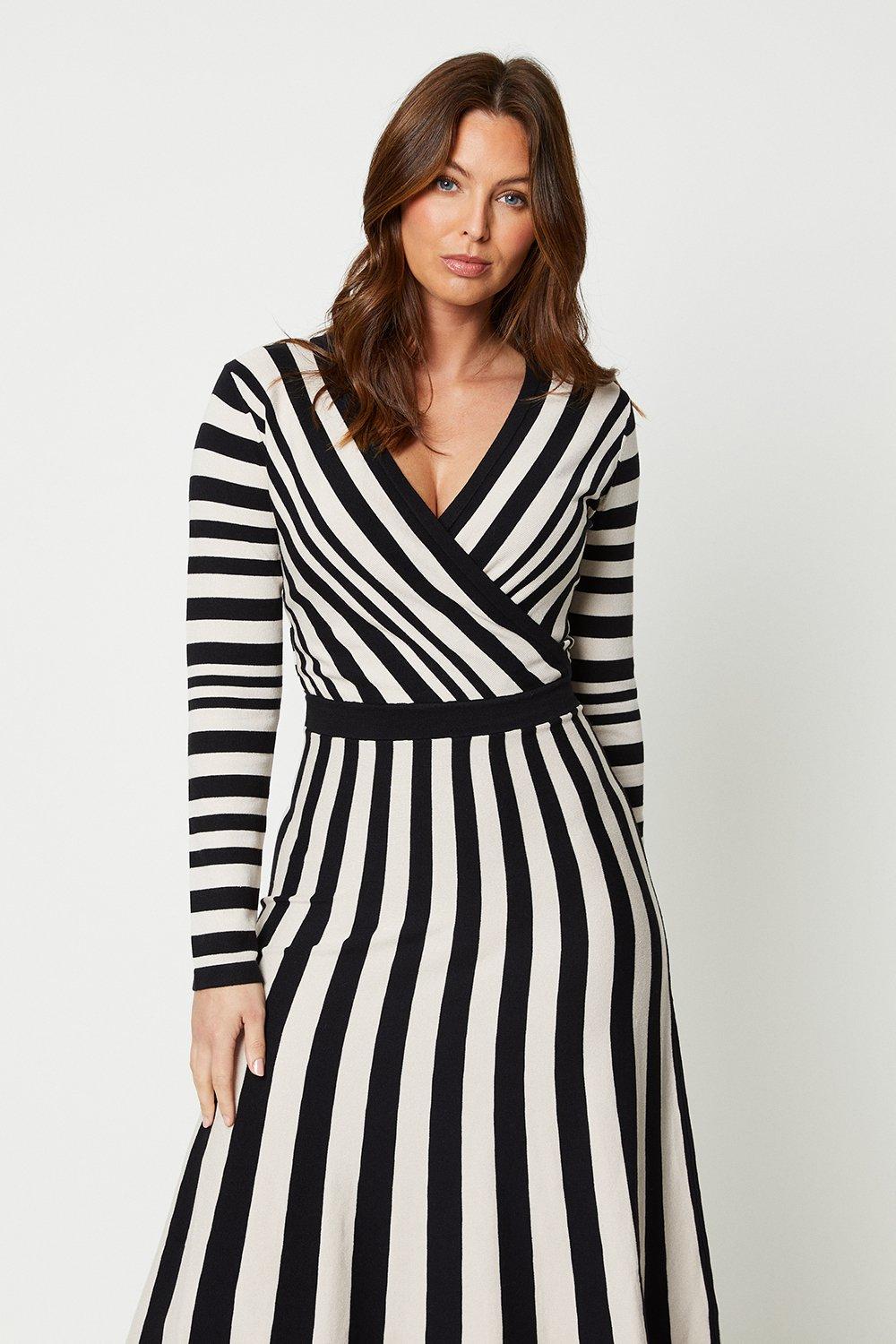 Wallis black and white hotsell striped dress