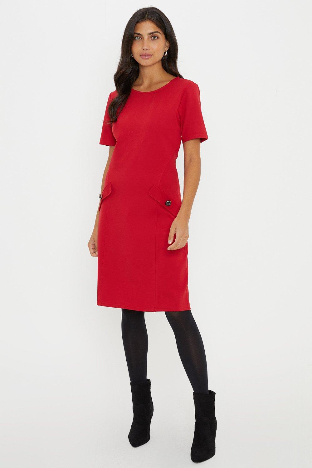 Short sleeve shift on sale dress with pockets