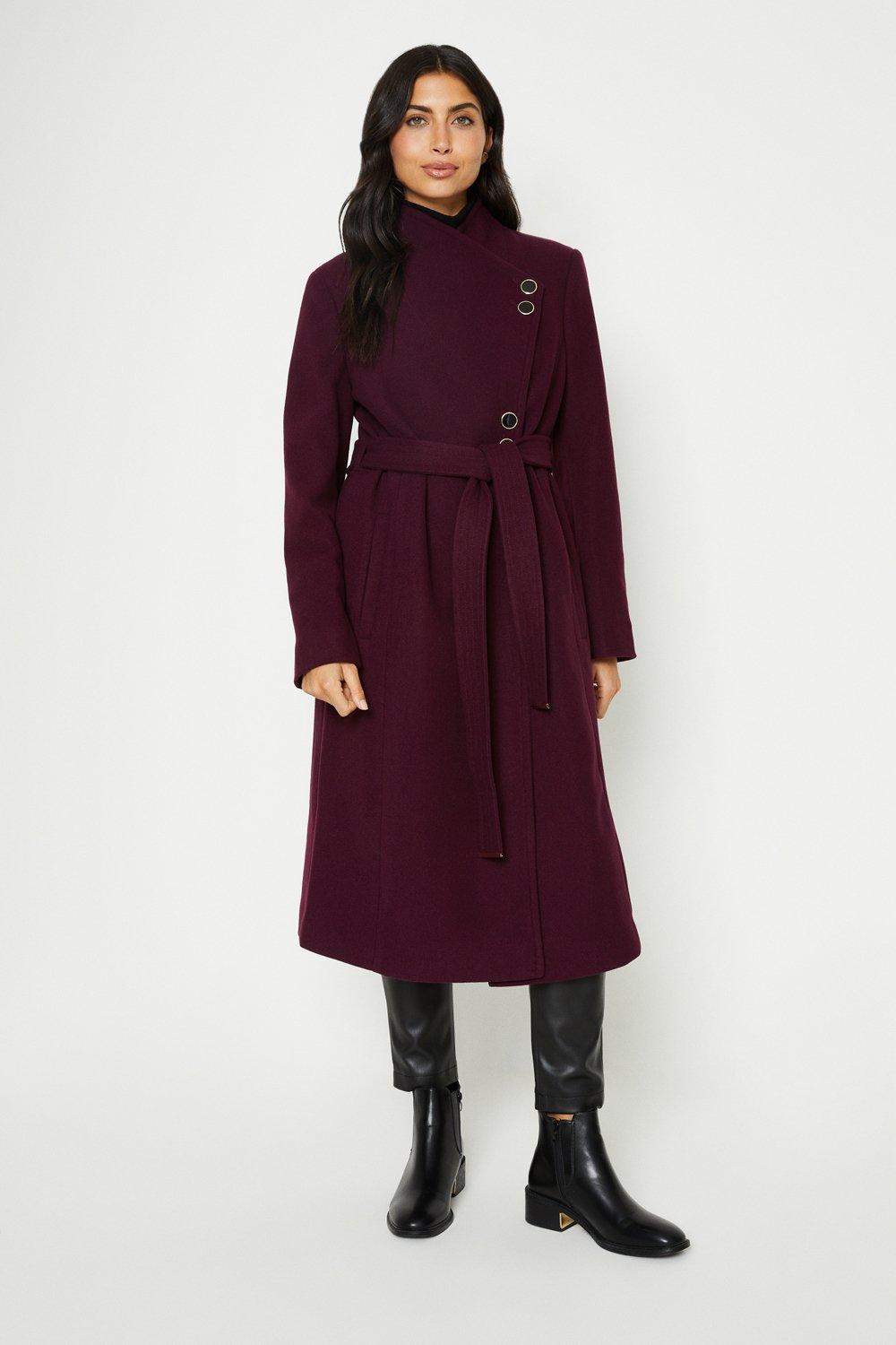 Jackets Coats Button Detail Wrap Coat Wallis