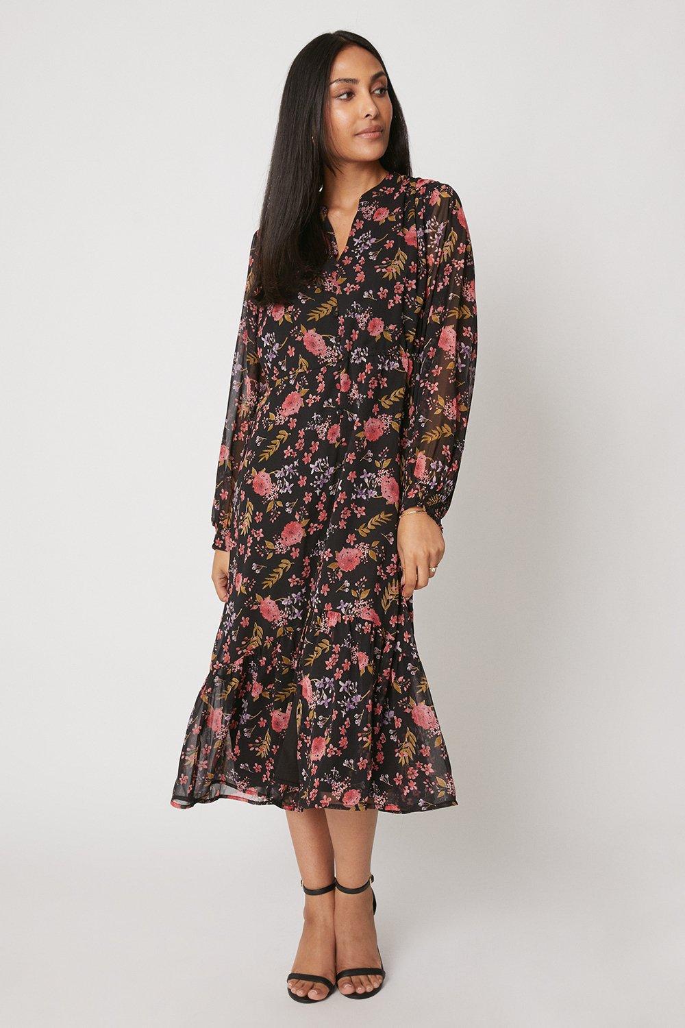 Petite black outlet floral dress