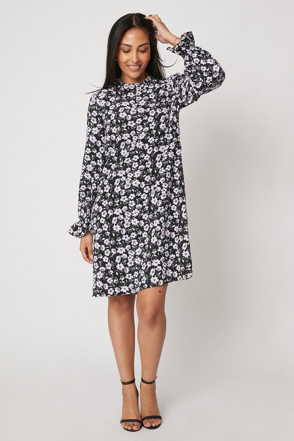 Ruffle neck outlet dress