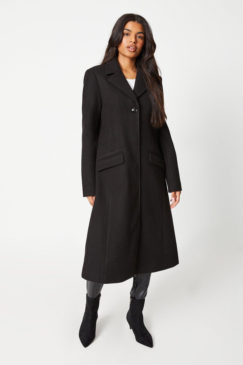 Womens Petite Single Breasted Tailored Coat