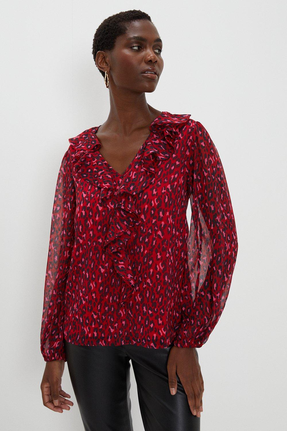 Leopard print best sale red top