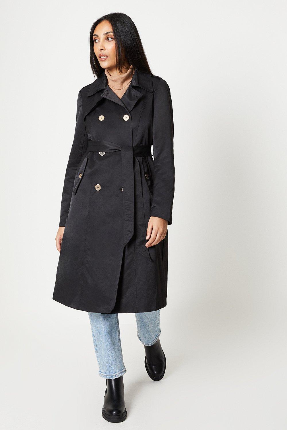 Womens Petite Detail Trench