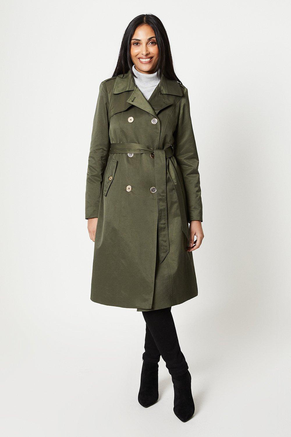Womens Petite Detail Trench