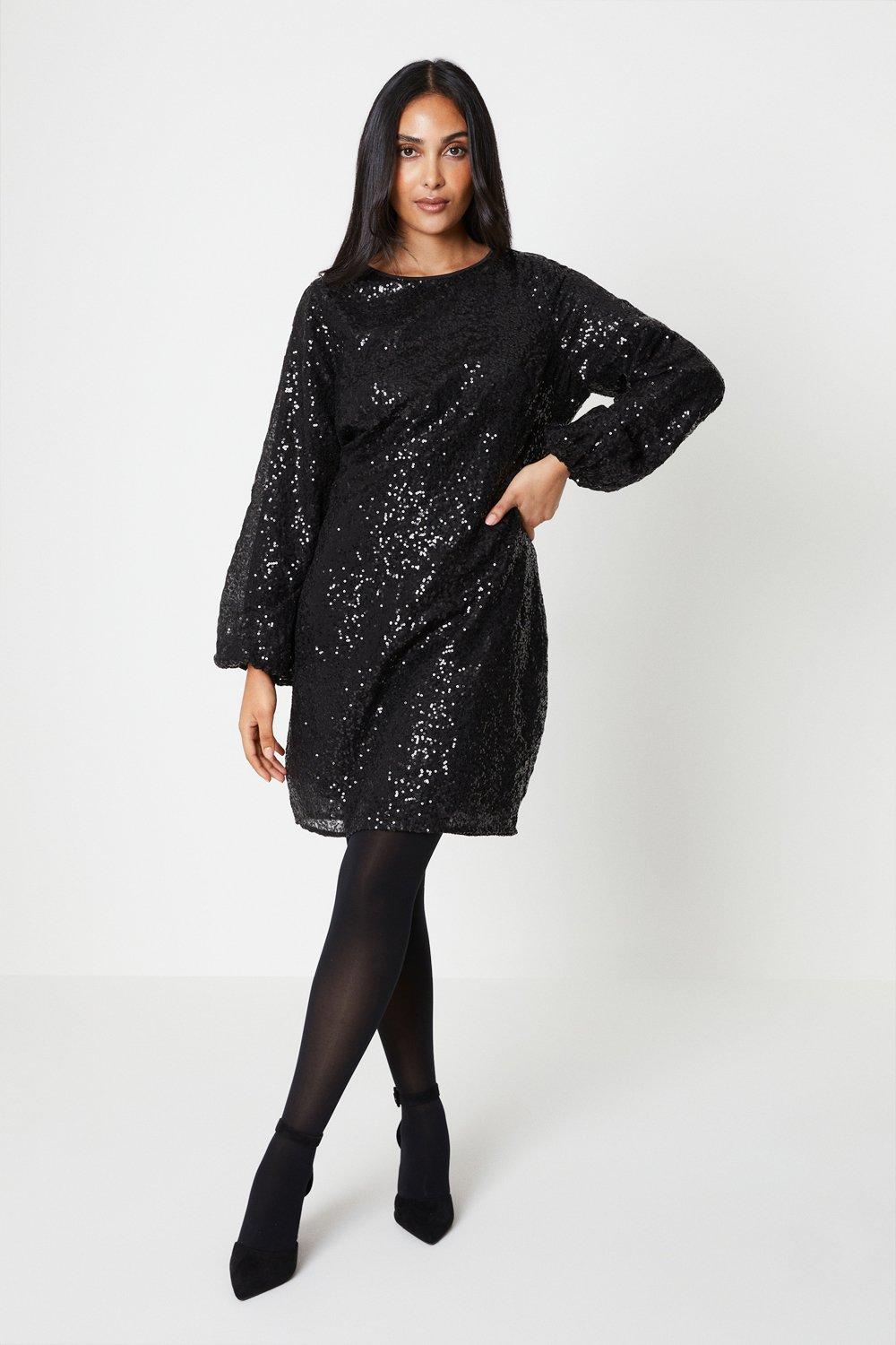 Dark grey shop sequin swing dress