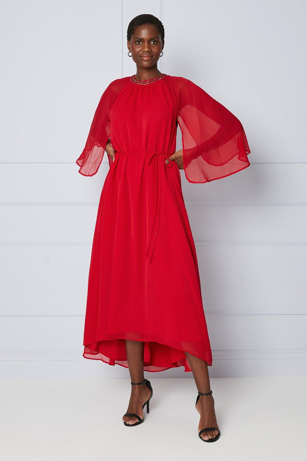 Dresses Embellished Neckline Cape Sleeve Midaxi Dress Wallis