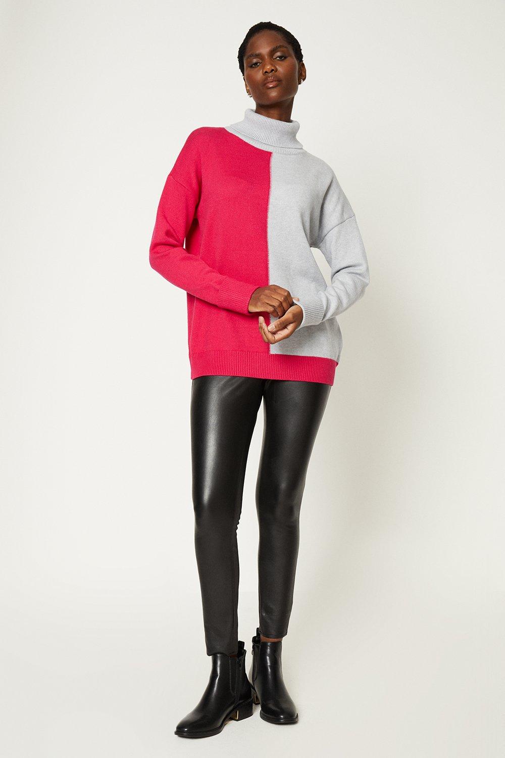 Jumpers & Cardigans, Oversized Colour Block Roll Neck Jumper