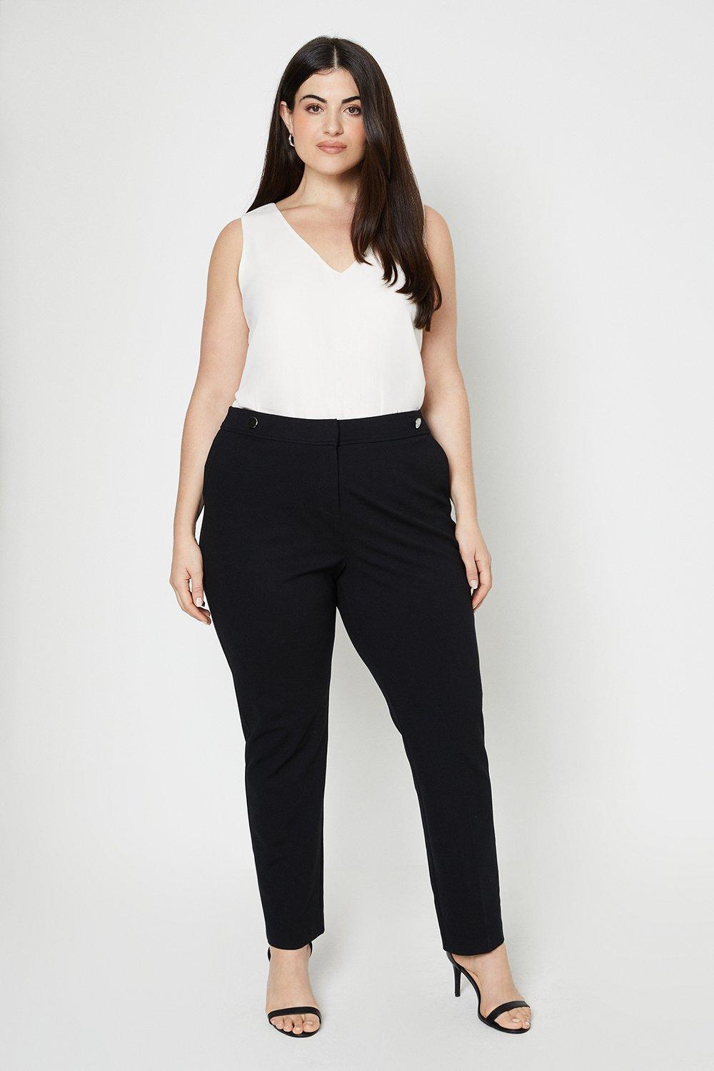 Womens Curve Black Ponte Tapered Trouser