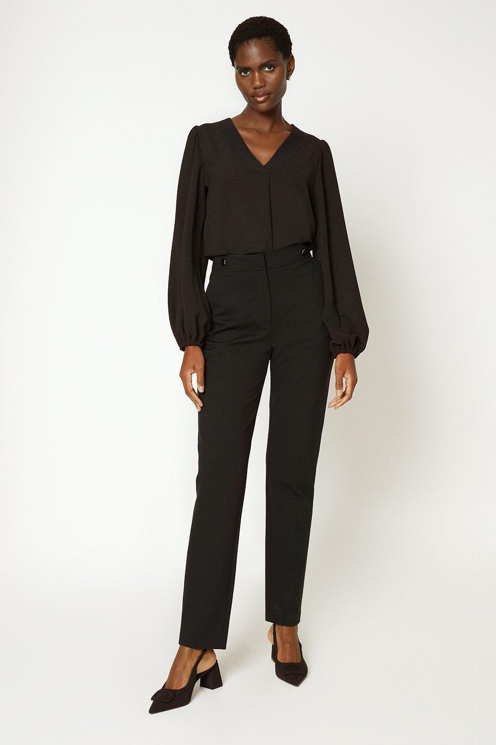 Womens Tall Black Ponte Tapered Trouser