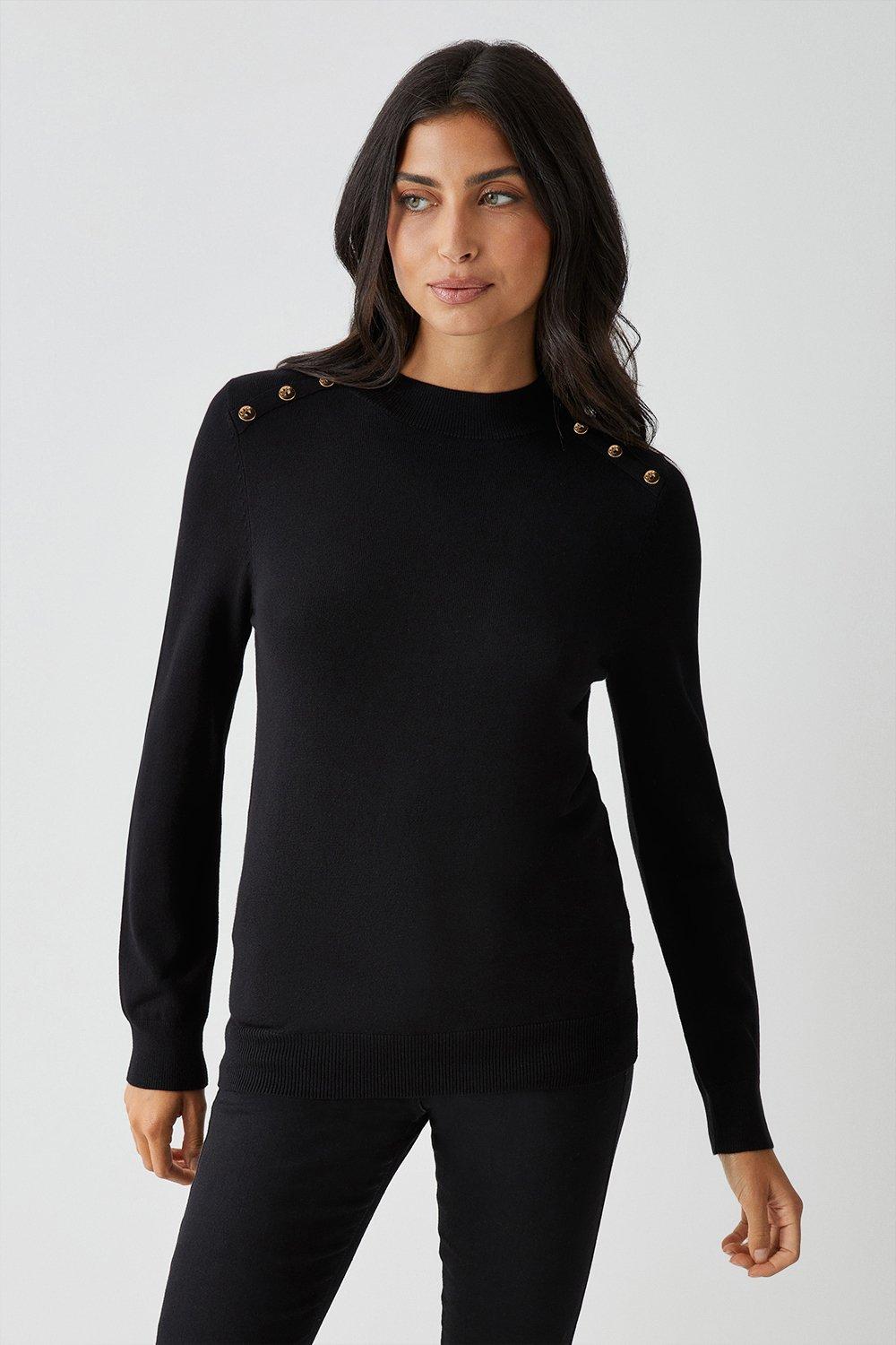 Jumpers & Cardigans | Button Detail High Neck | Wallis