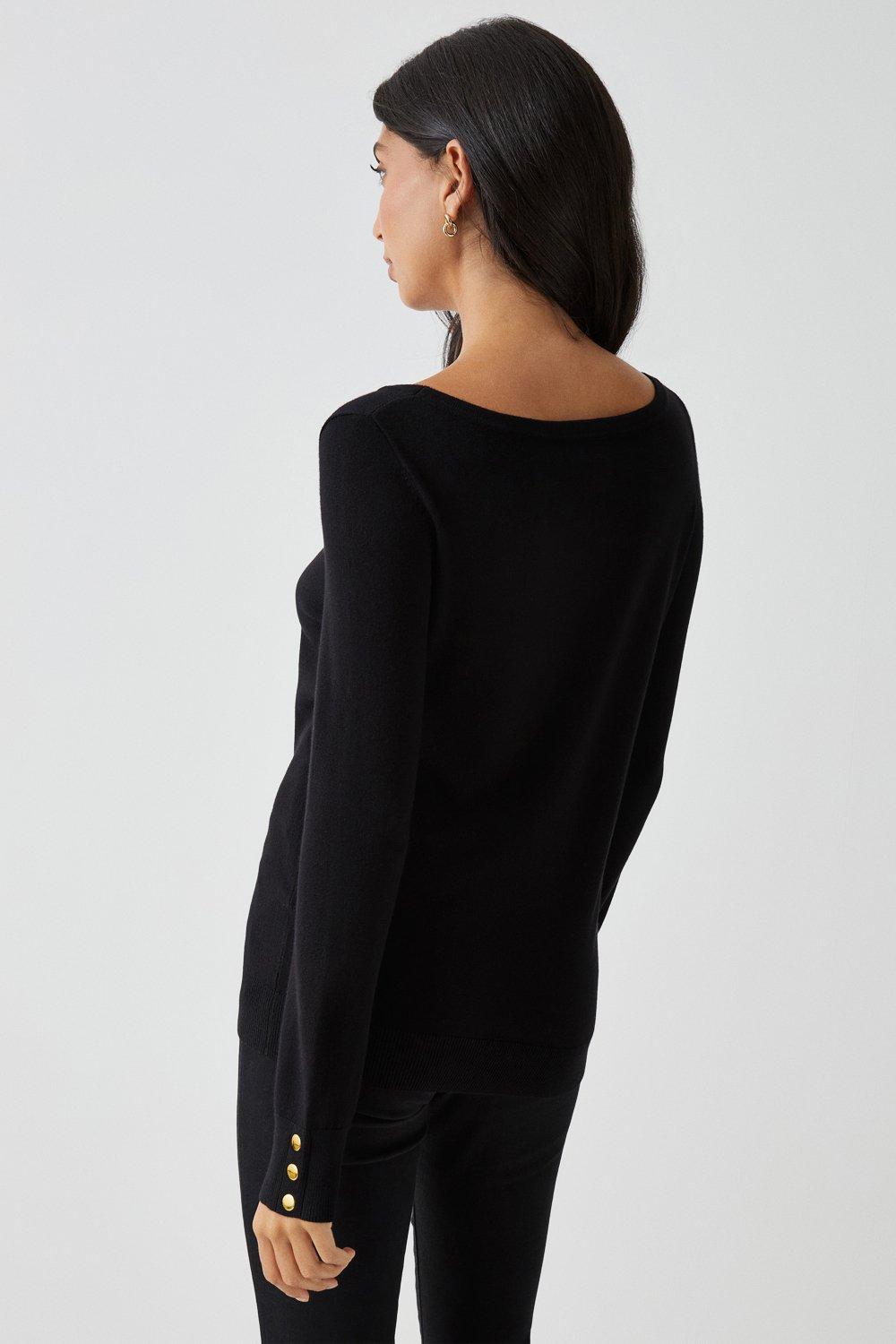 Black slash neck outlet jumper