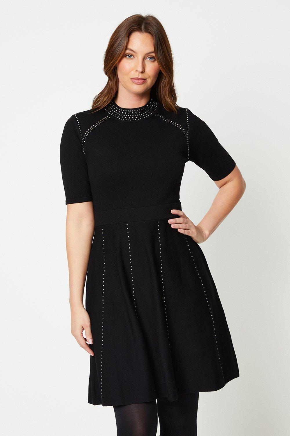 Womens Embellished Knitted Dress