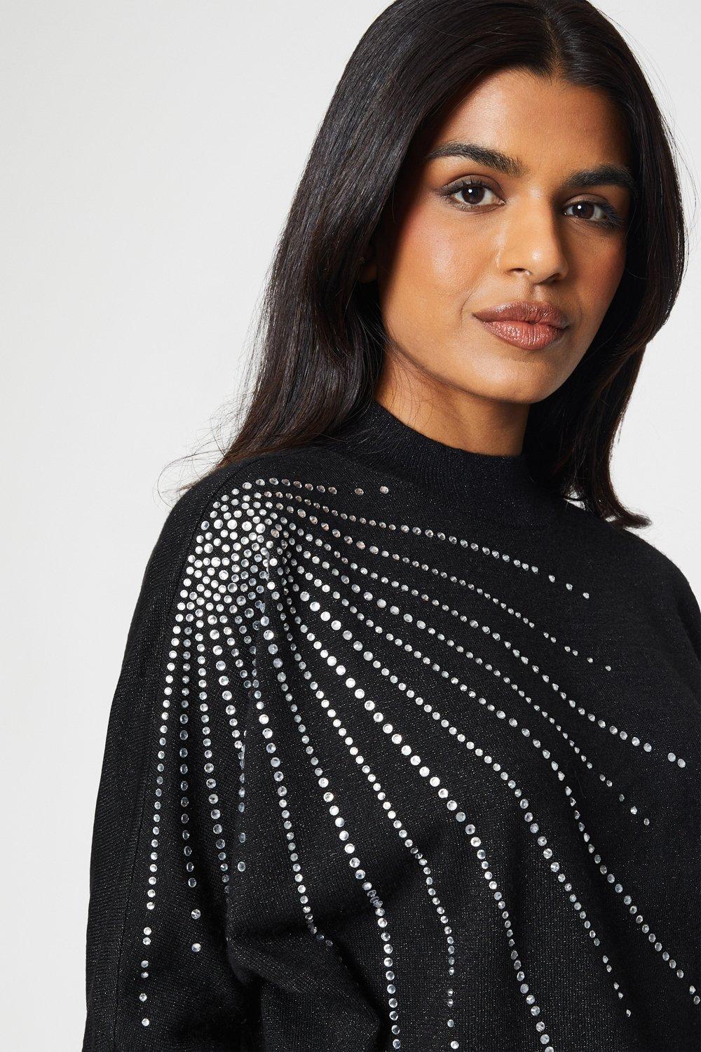 Warehouse diamante hotsell embellished jumper