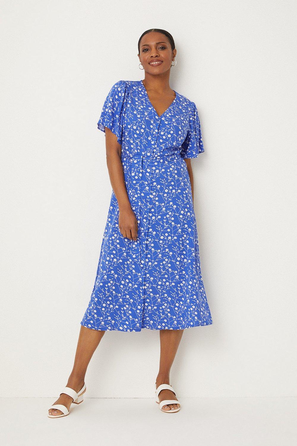 Blue midi hotsell tea dress