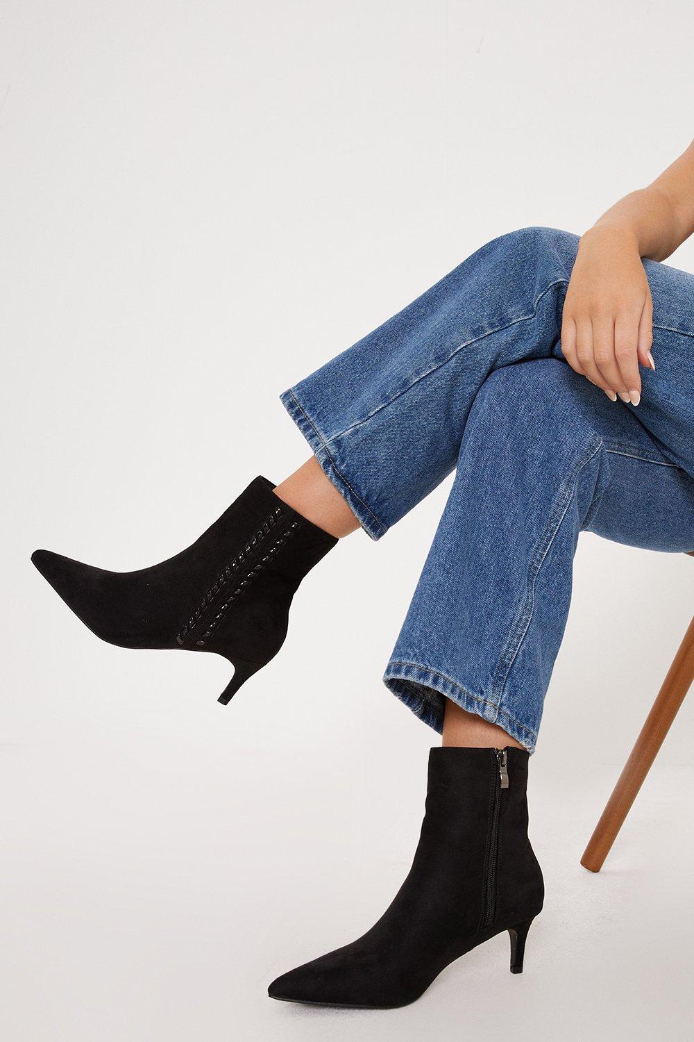 Black kitten 2025 heel ankle boots