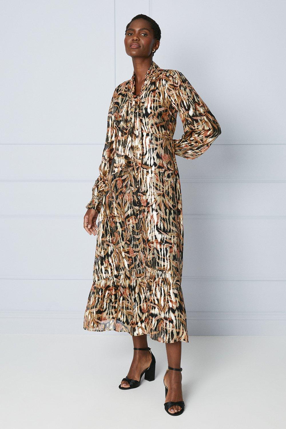 Leopard print clearance button through dress