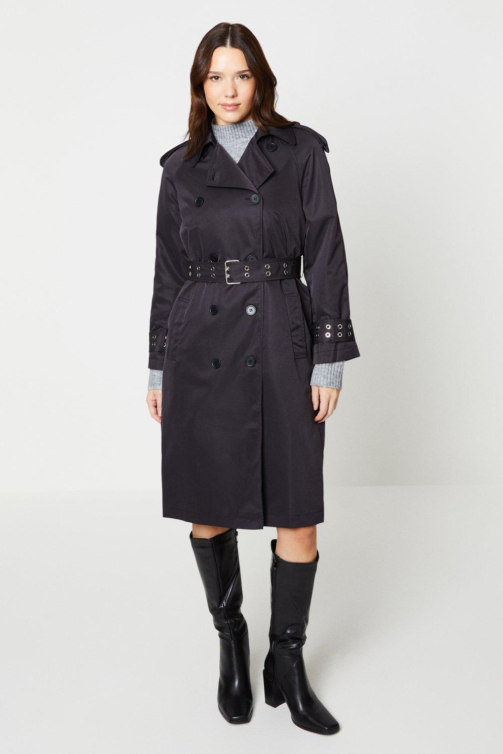 Womens Cuff Detail Trench Coat