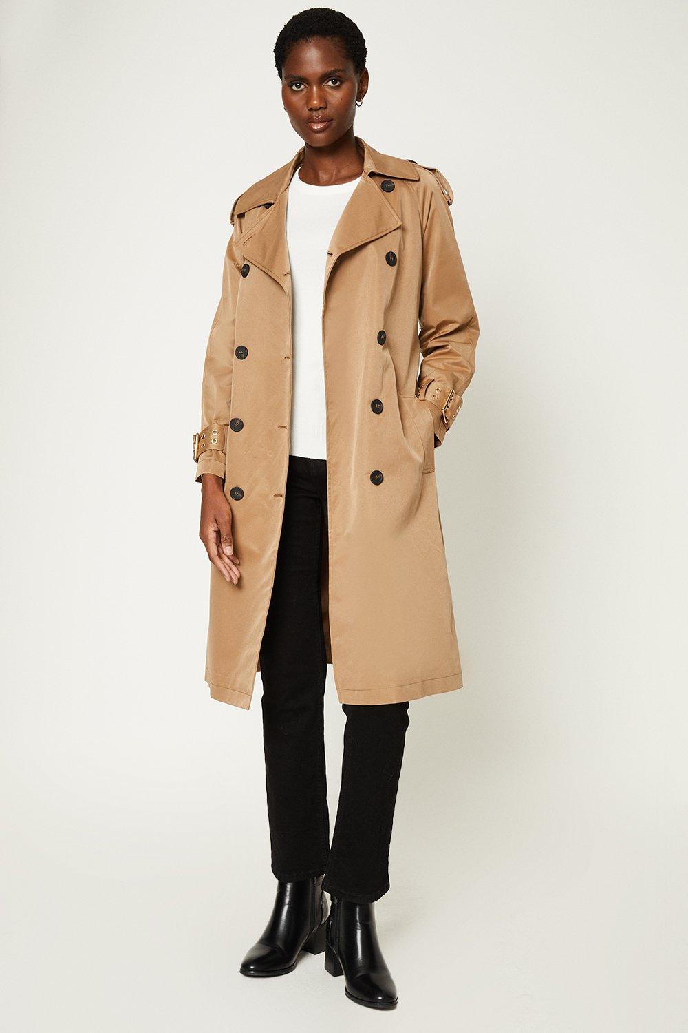 Womens Cuff Detail Trench Coat