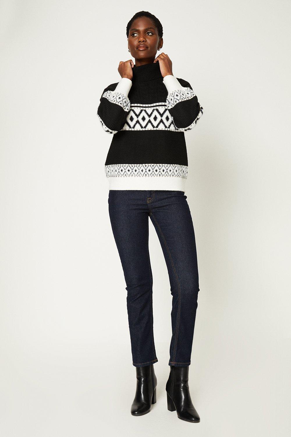 Womens Aztec Cable Stitch Jumper With Hotfix Detail