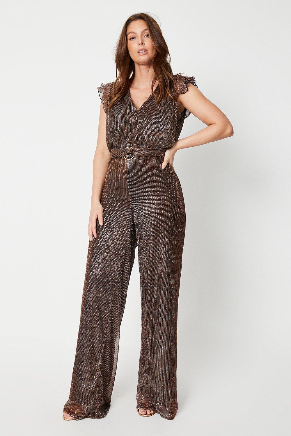 Womens Tall Plisse Ring Jumpsuit