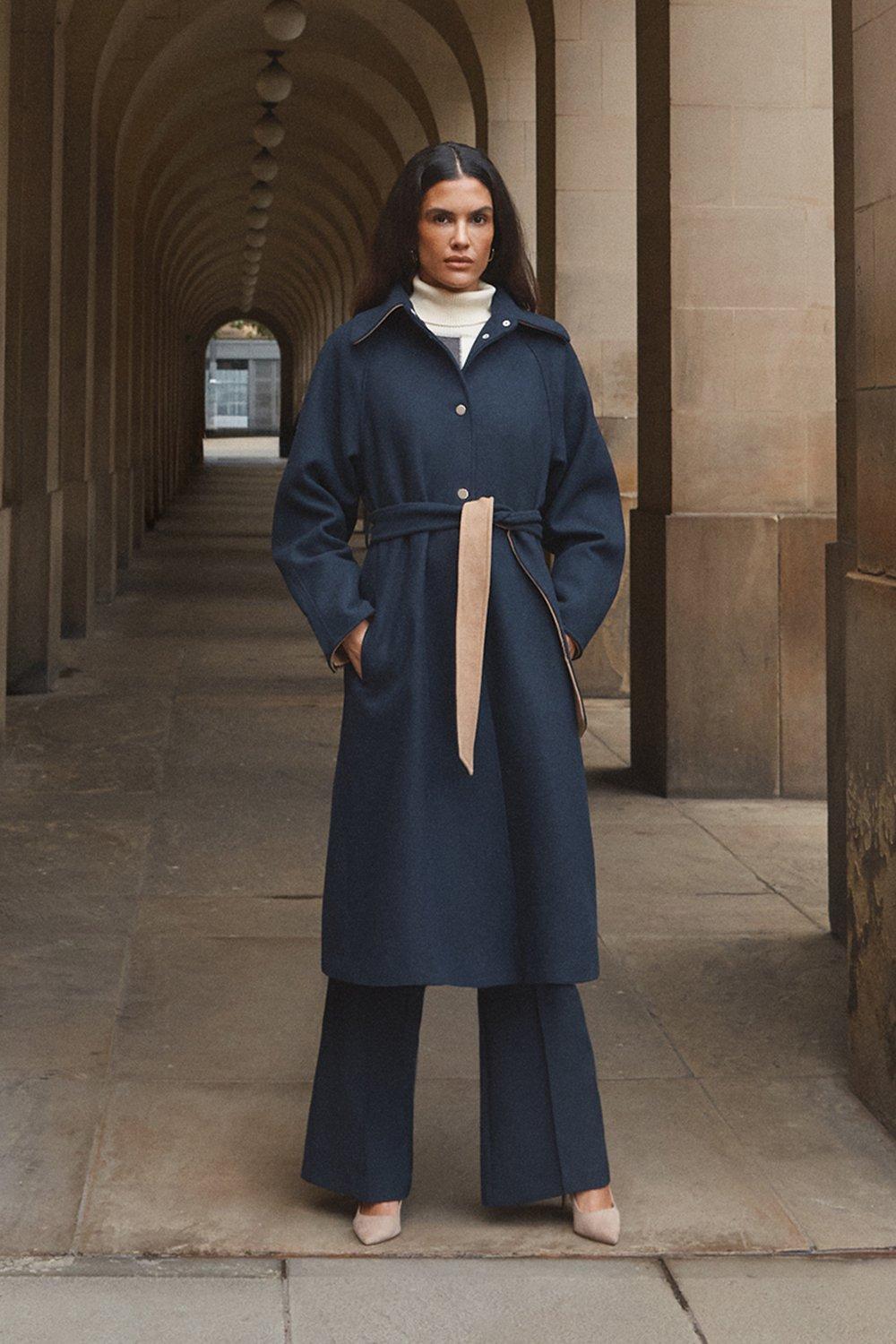 Oasis navy hot sale wrap coat