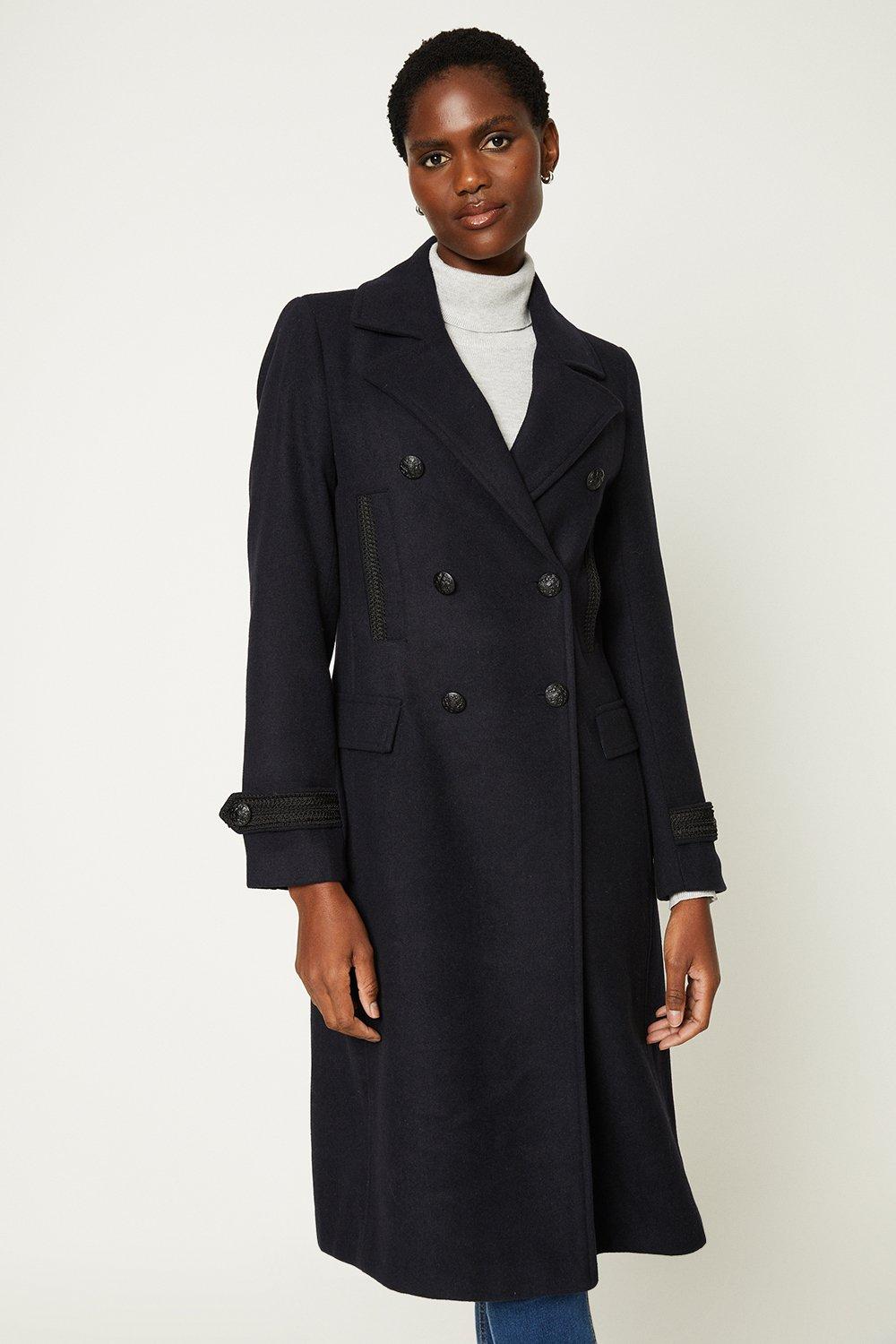 Single breasted navy on sale coat