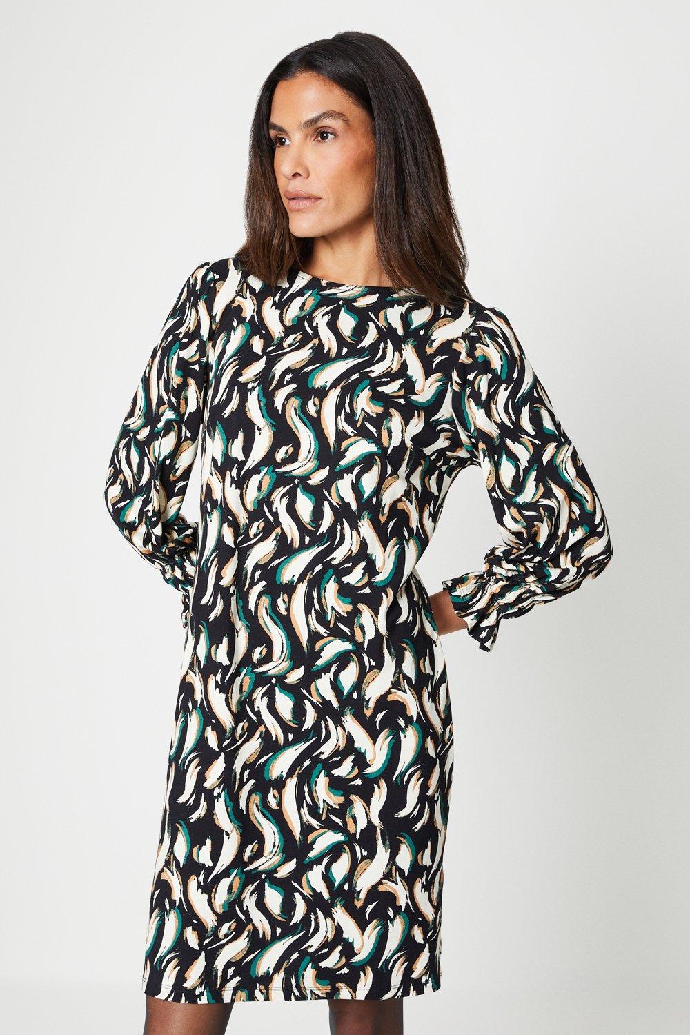 Dresses | Swirl Print Jersey Shift Dress | Wallis