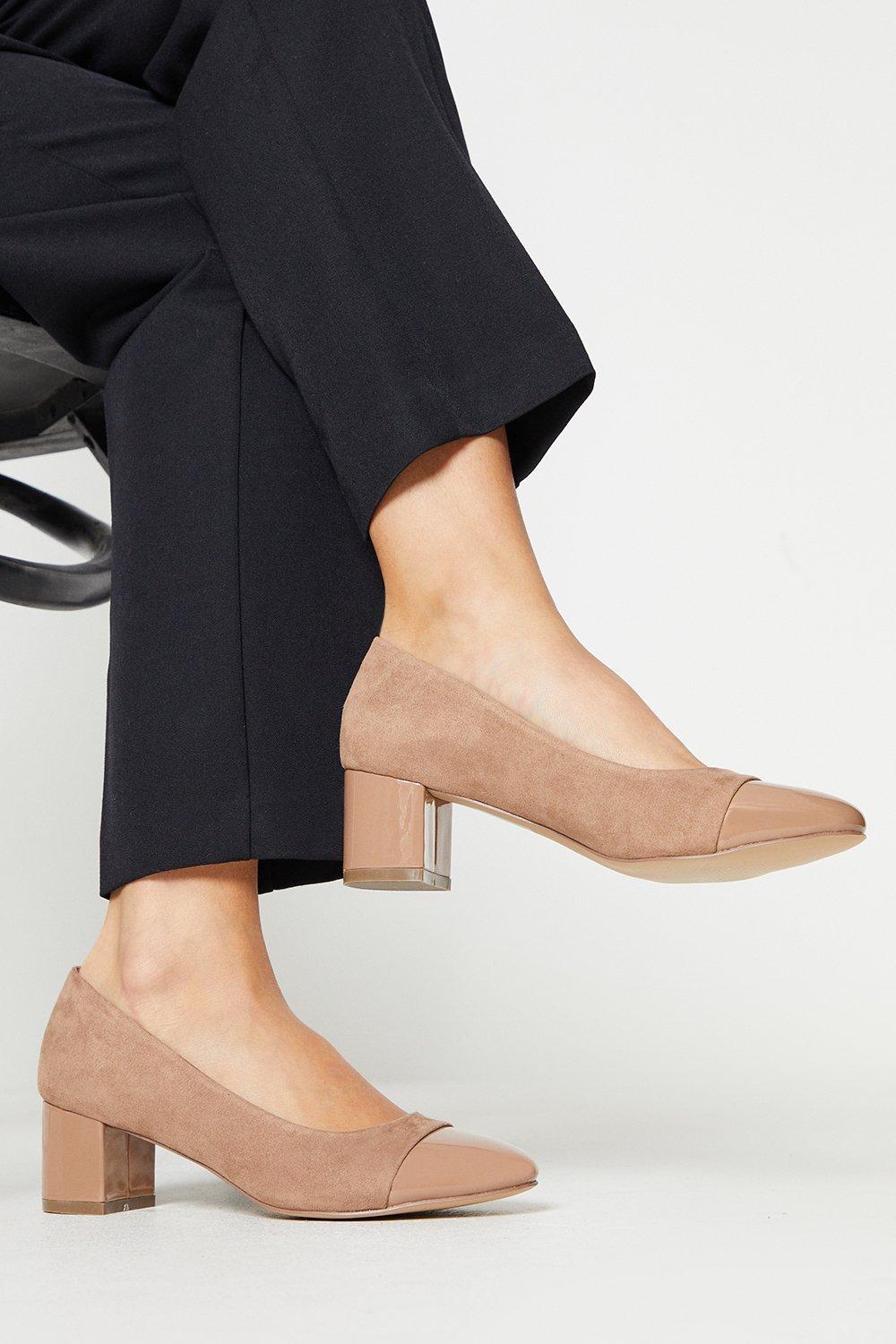 Womens Lucian Comfort Toe Cap Round Toe Medium Heel Court Shoes