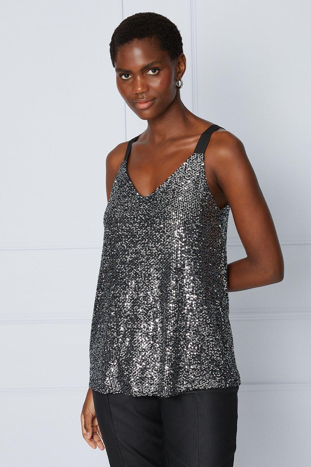 Womens Tall Sequin Cami