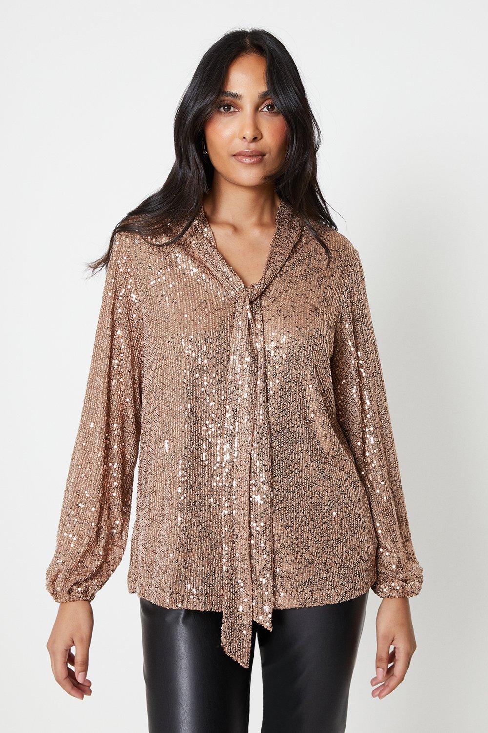 Rose gold outlet sequin blouse