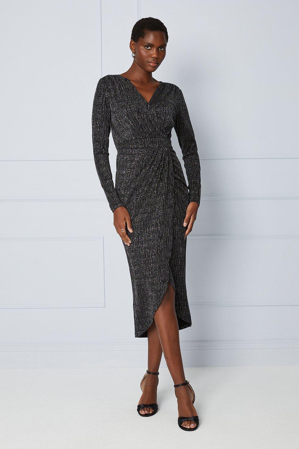 Grey wrap shop midi dress