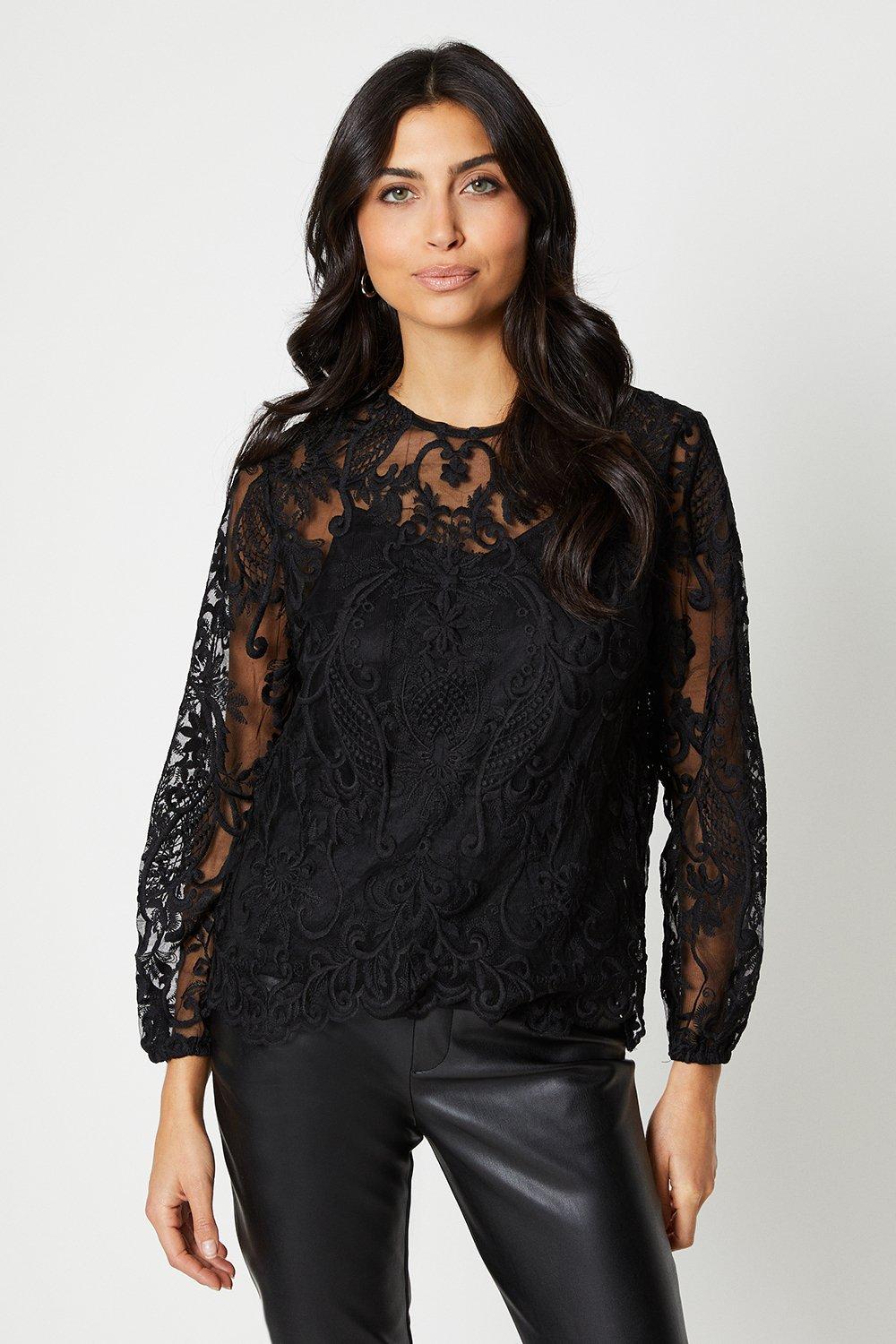 Shirts | Lace High Neck Blouse | Wallis