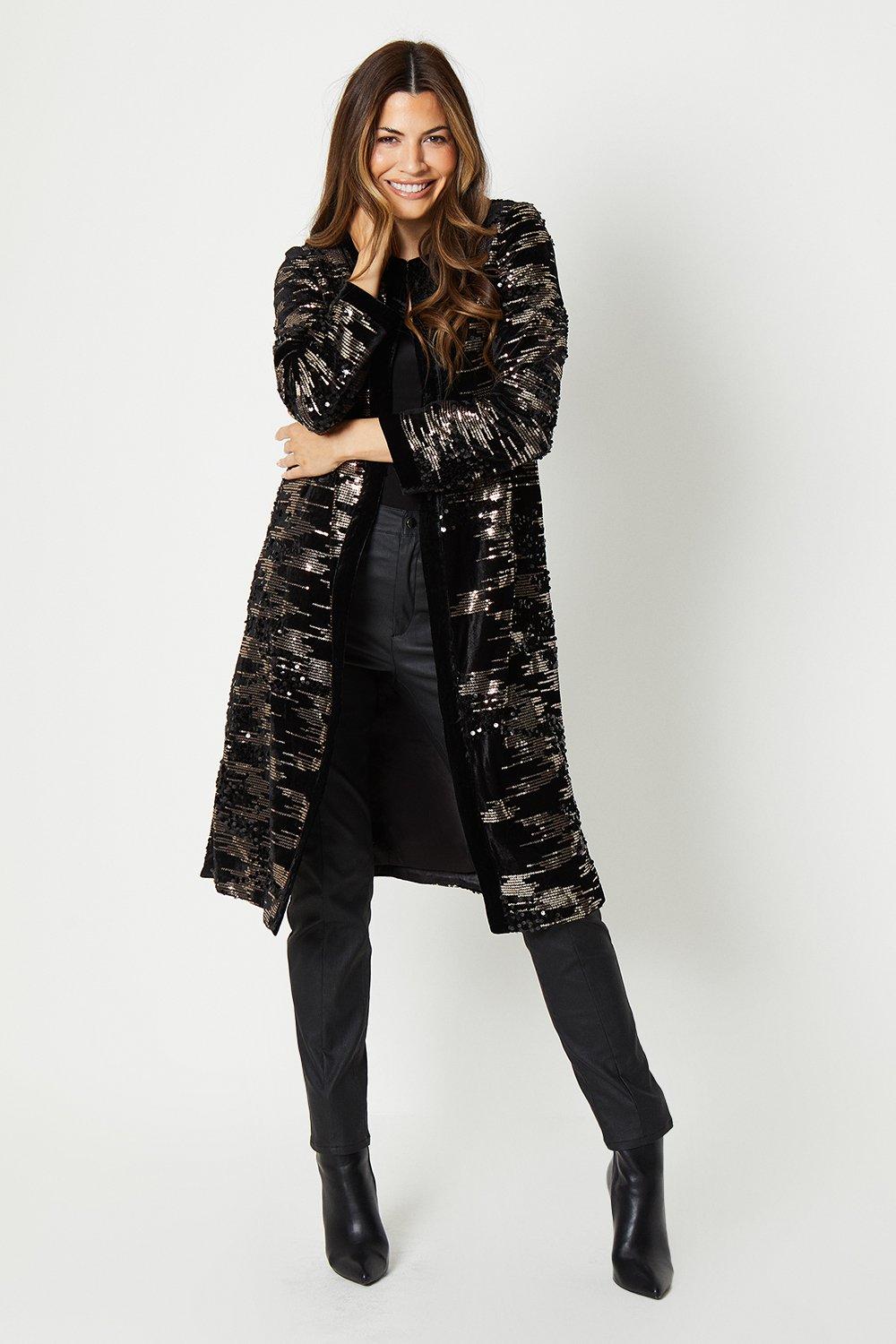 Long black sequin clearance jacket