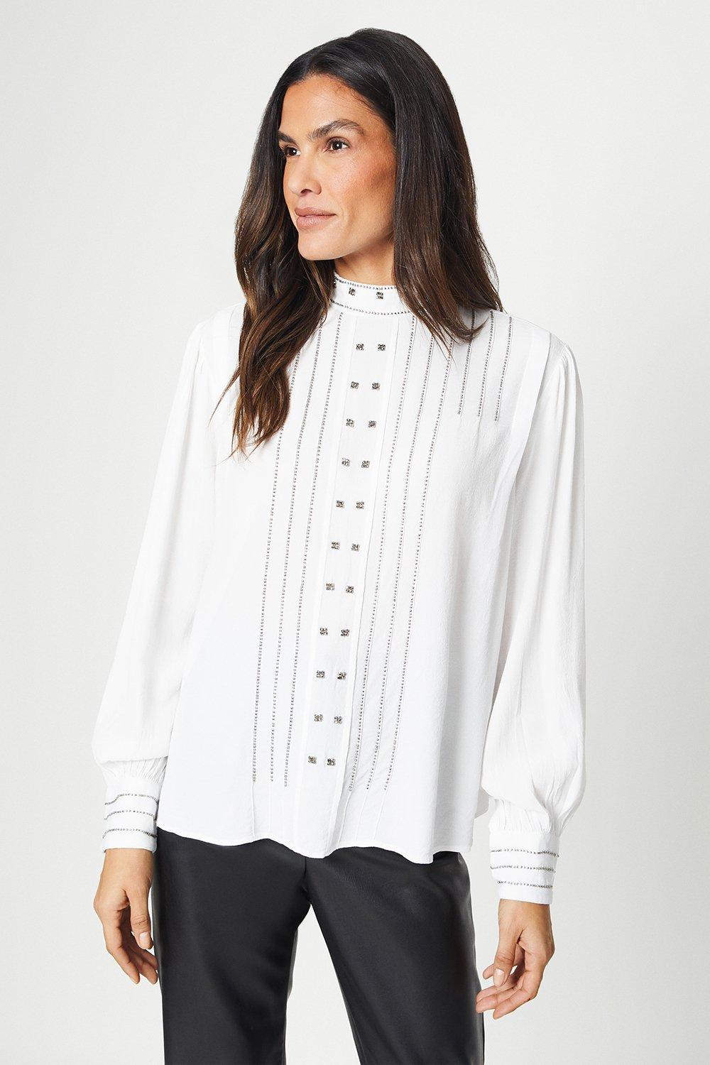Womens Bead Embroidery Detail Shirt