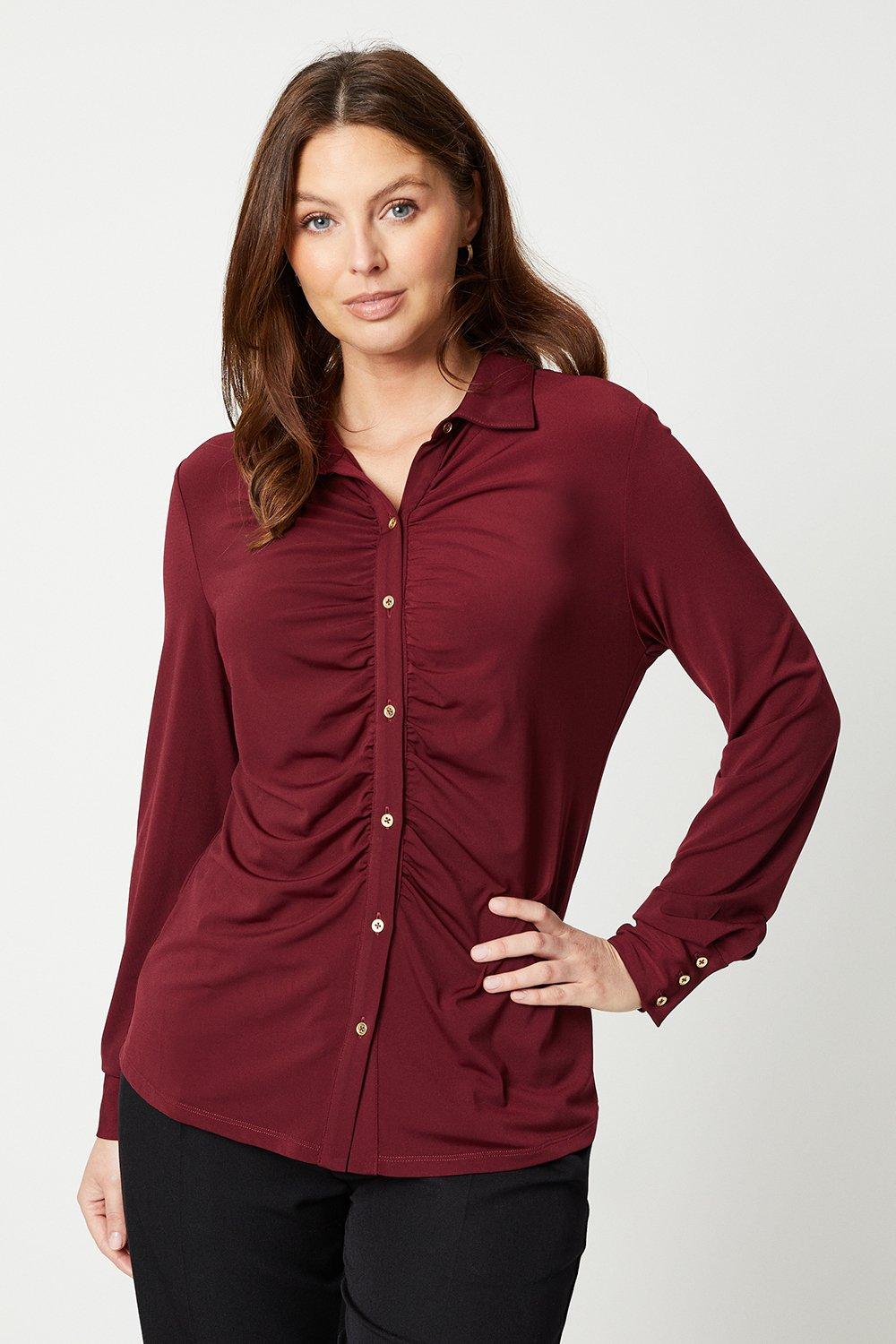 Womens Jersey Button Through Collared Shirt