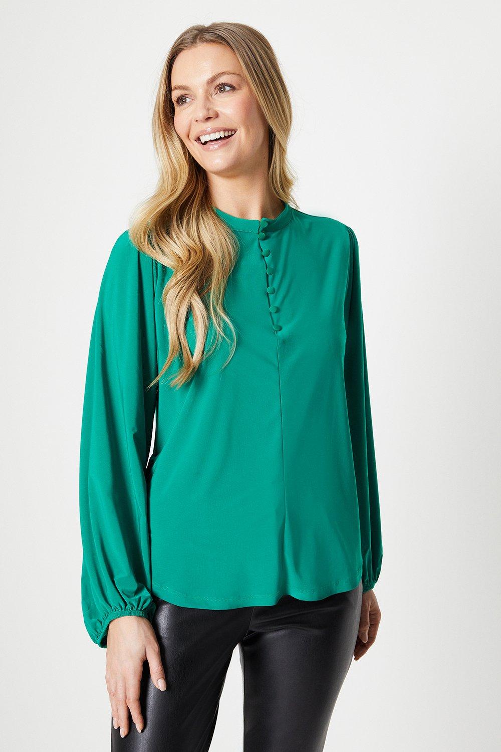 Womens Covered Button Boho Top