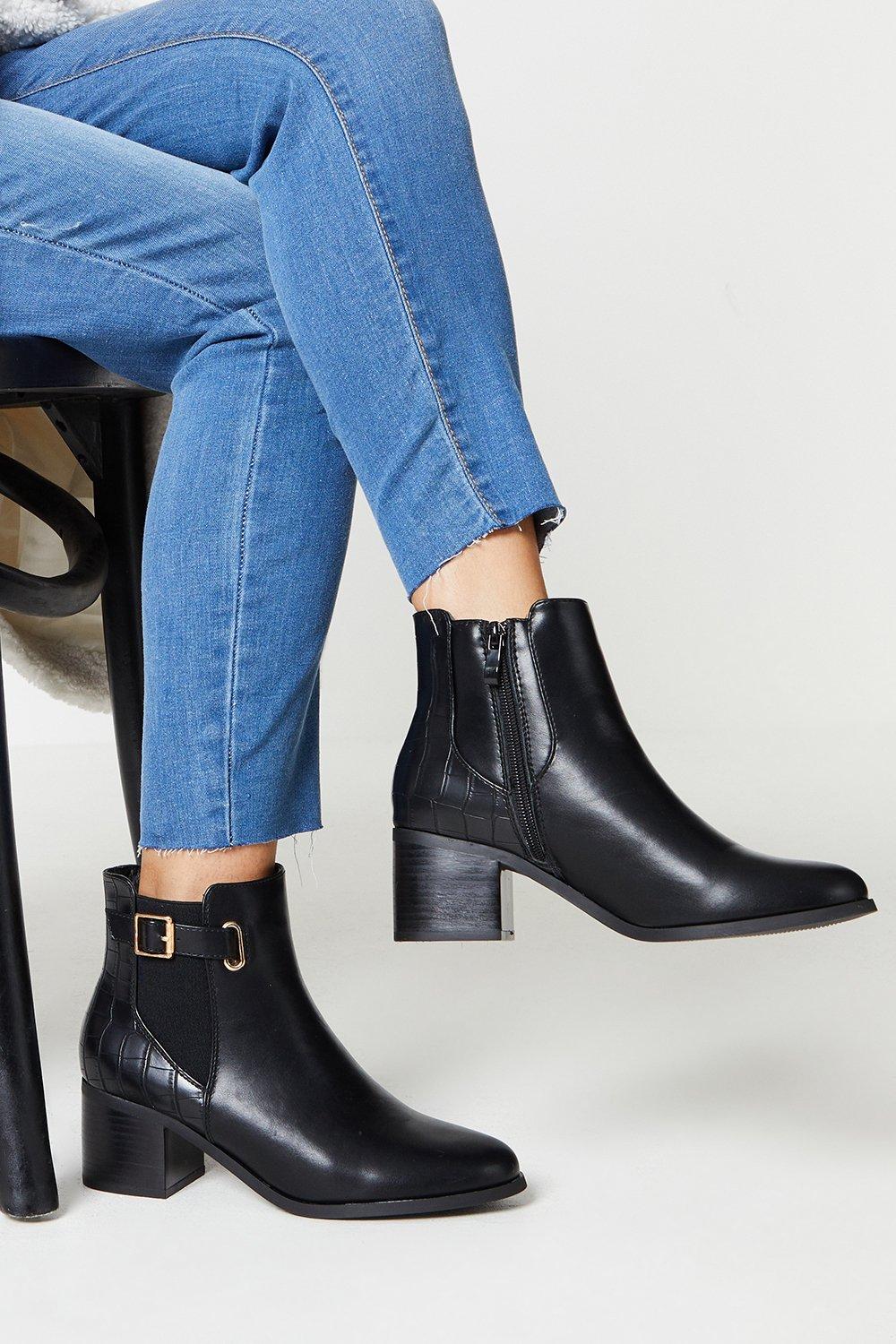 Ankle boots clearance with gold trim