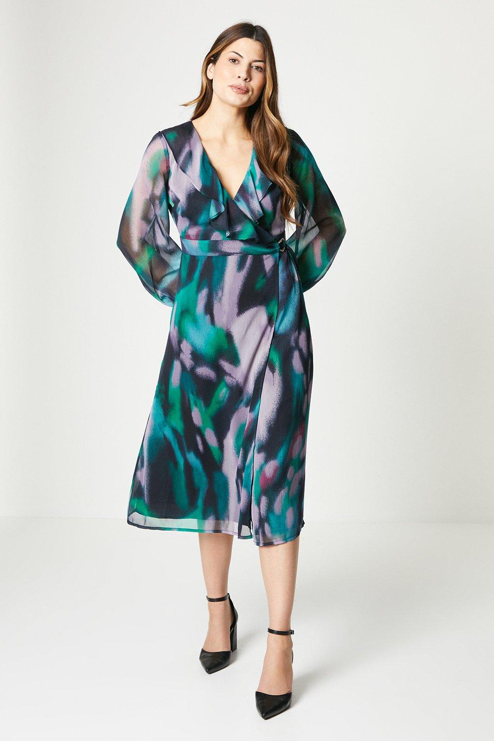 Ruffle front shop wrap dress