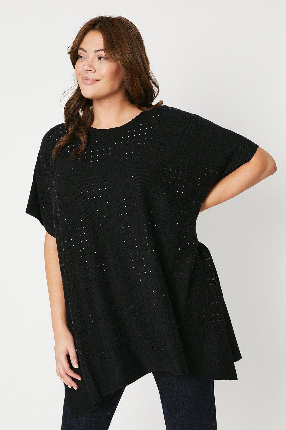 Womens Curve Sparkle Detail Roll Neck Tunic