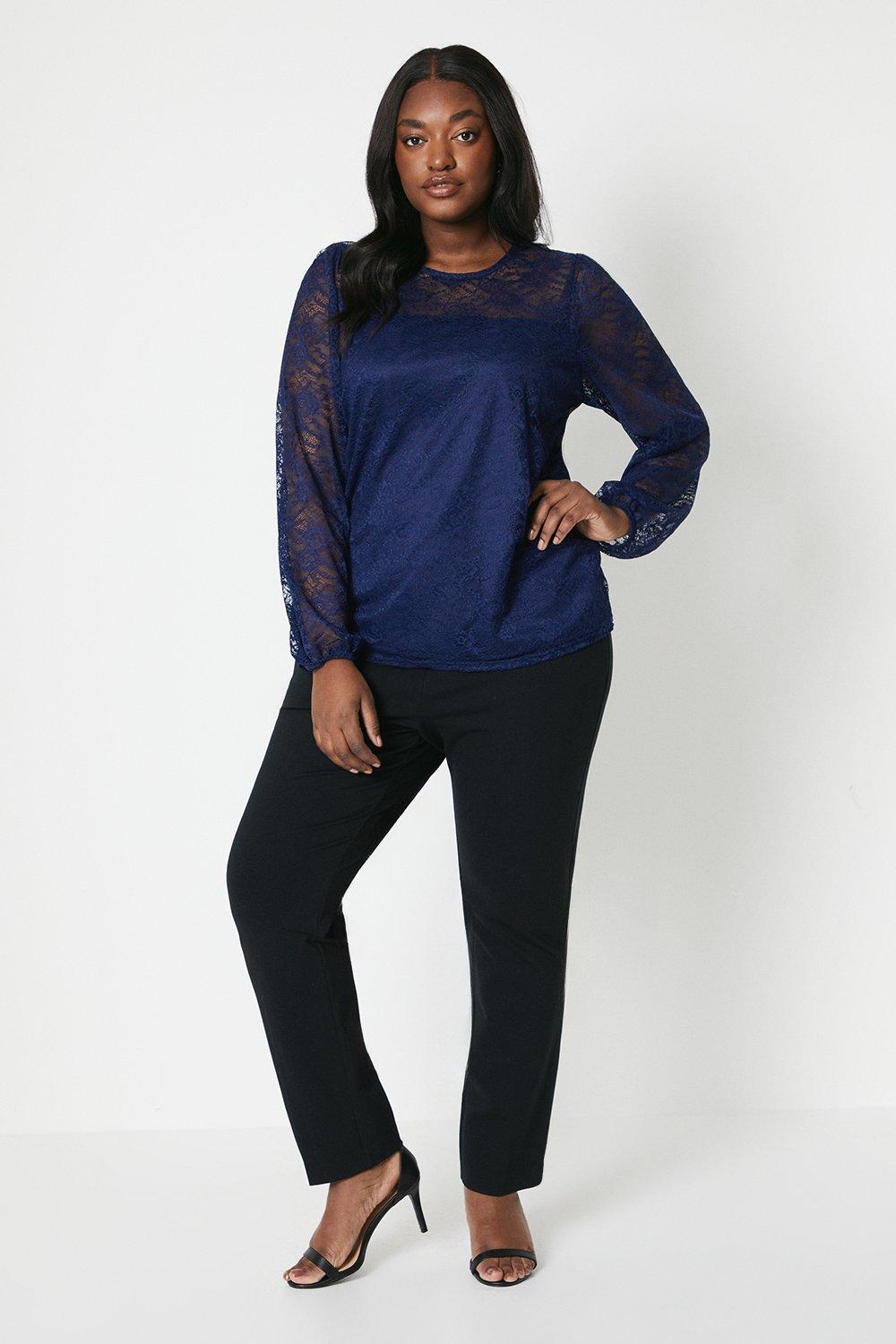 Navy blue lace hot sale top plus size