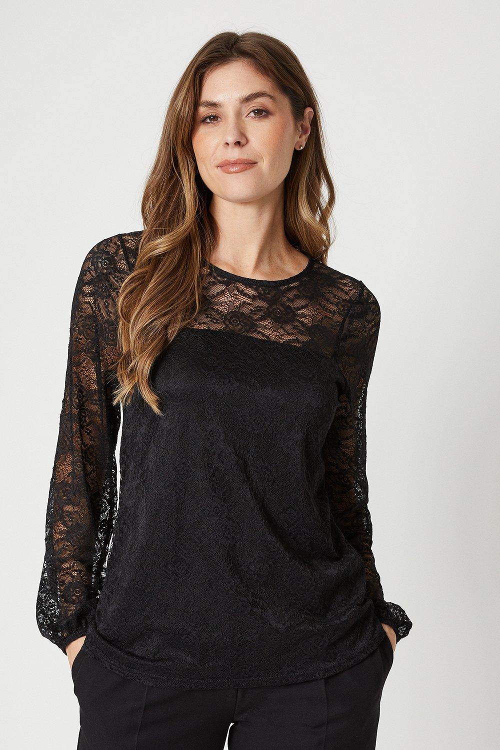 Womens Long Sleeve Lace Top