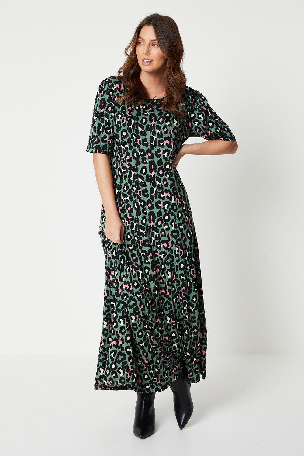 Womens Tall Leopard Print Midi Dress