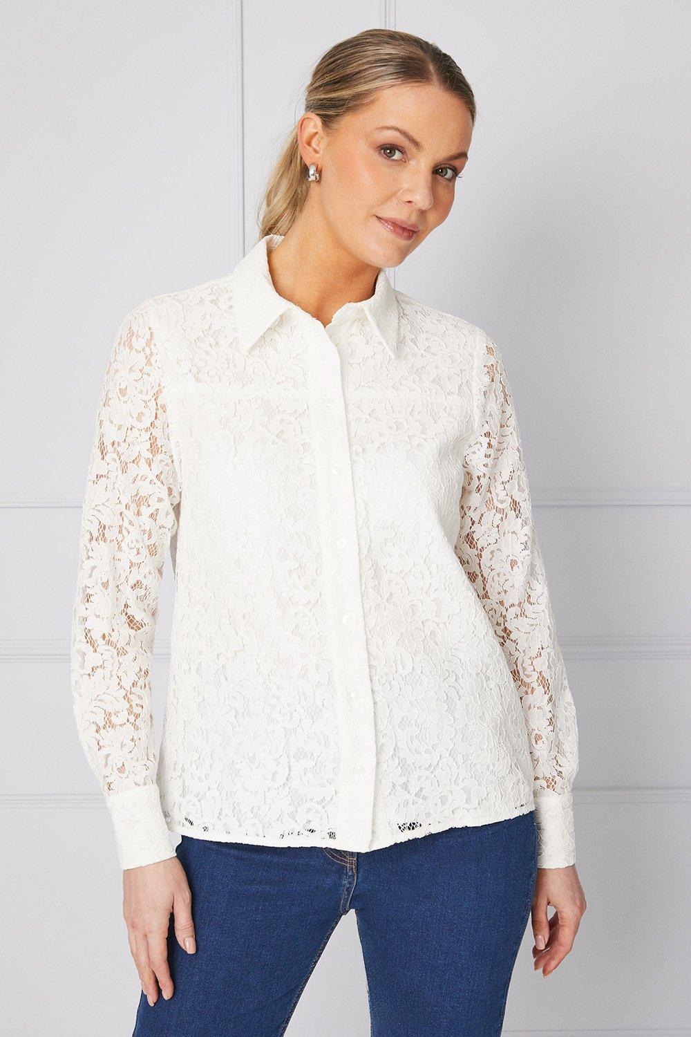Womens Collared Lace Shirt